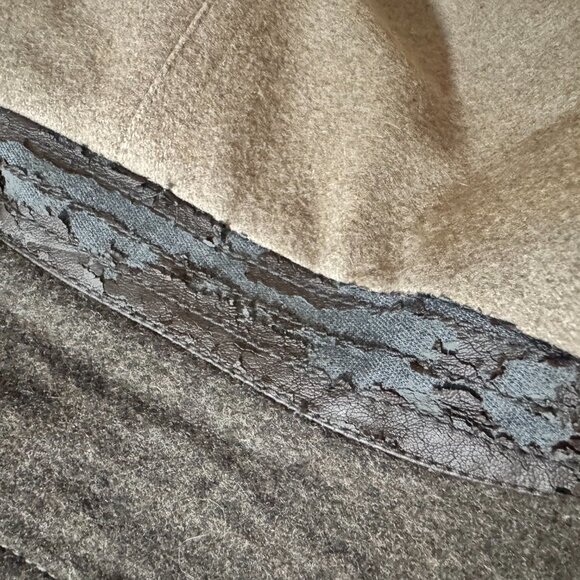 Michael Kors Delta Wool-Blend Faux-Leather-Trim Peacoat Men’s Large Brown - Picture 15 of 16